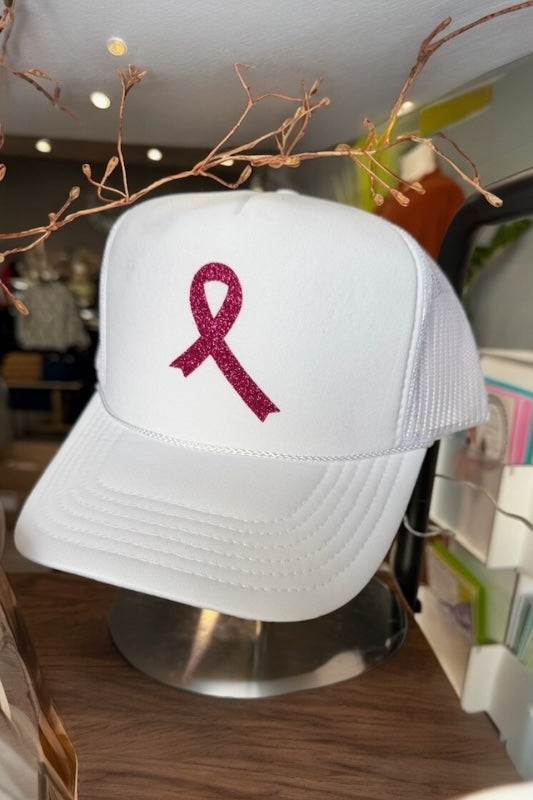 PINK RIBBON TRUCKER HAT- BREAST CANCER AWARENESS