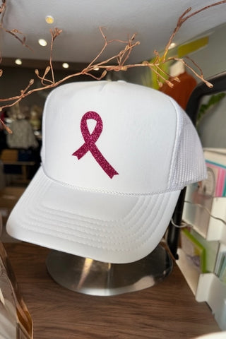 PINK RIBBON TRUCKER HAT- BREAST CANCER AWARENESS