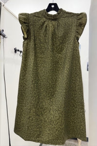 TIMELESS AND ELEGANT SELF TIE RUFFLE SLEEVE PRINTED SHIFT DRESS