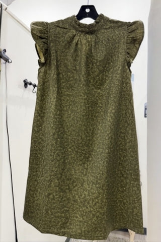 TIMELESS AND ELEGANT SELF TIE RUFFLE SLEEVE PRINTED SHIFT DRESS
