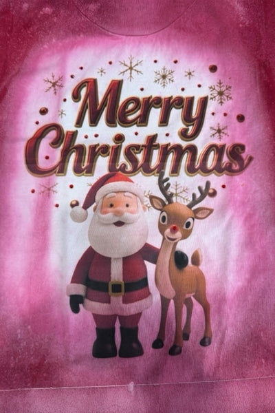 FESTIVE SANTA AND RUDOLPH MERRY CHRISTMAS T SHIRT