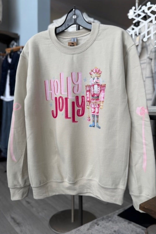 FESTIVE AND SOFT HOLLY JOLLY NUTCRACKER GRAPHIC HOLIDAY SWEATSHIRT