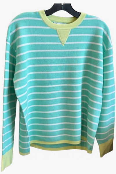CLOSET ESSENTIAL COLOR CONTRASTED STRIPED SWEATER