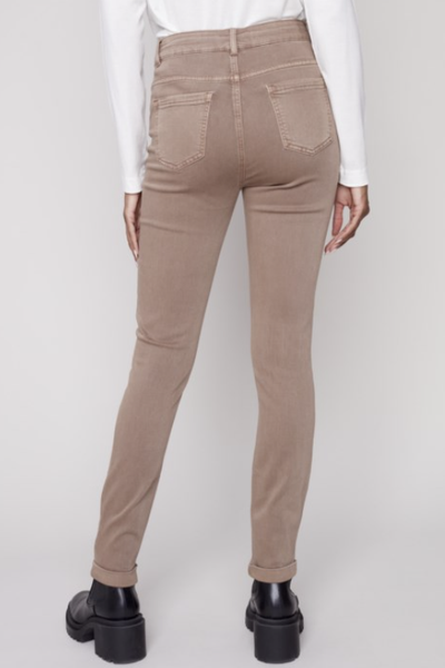 CUFFED HEM COLORED TWILL MED RISE JEAN
