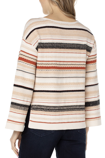 SOFT BOATNECK TEXTURED STRIPED SWEATER