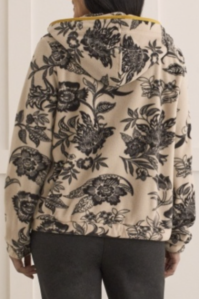 SOFT FLORAL PRINTED HOODED JACKET W/CONTRAST DETAIL