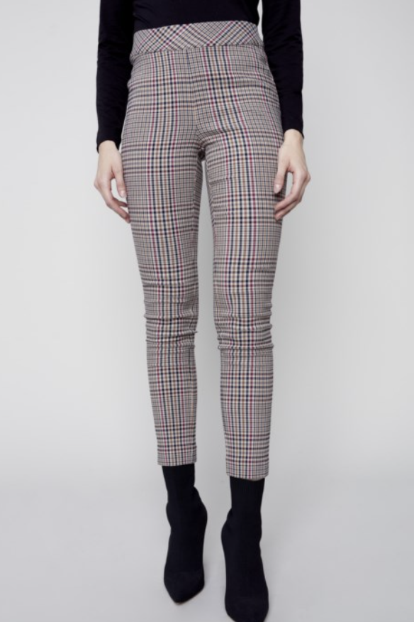 PLAID YARN DYE PULL-ON PLAID SKINNY PANT – A La Mode