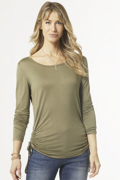 SOFT KNIT SOLID BIANCA LONG SLEEVE SIDE TIE TOP