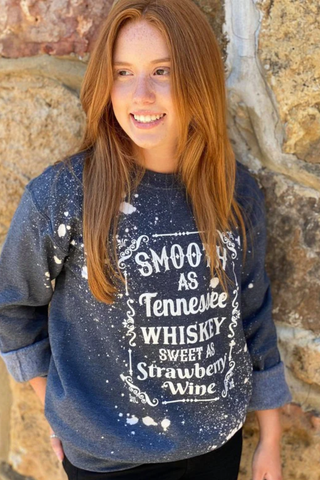 BLEACHED SMOOTH AS TENNESSEE WHISKEY GRAPHIC SWEATSHIRT