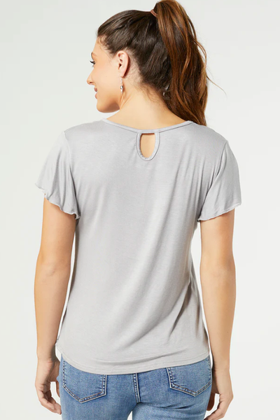 SOLID SOFT KNIT AVERY FLUTTER SLEEVE TEE