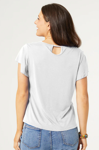 SOLID SOFT KNIT AVERY FLUTTER SLEEVE TEE