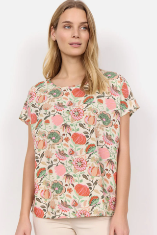 COLORFUL FLORAL PRINT WOVEN TOP