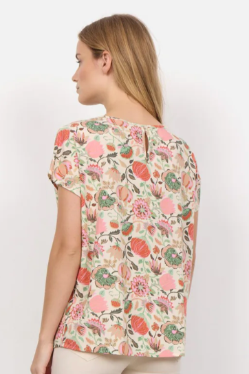 COLORFUL FLORAL PRINT WOVEN TOP