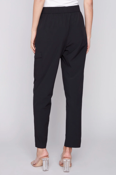 LIGHTWEIGHT SOLID TECHNO CARGO PANT W/ELASTIC WAISTBAND