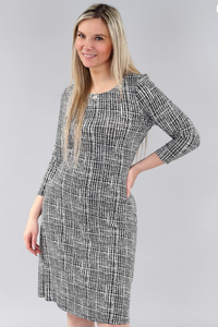 BLACK & WHITE SMALL CHECK PRINT DRESS