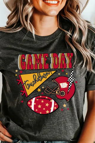 RETRO RED & GOLD FOOTBALL GRAPHIC TEE