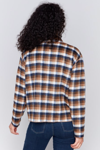 GORGEOUS SOFT REVERSIBLE PLAID BUTTON FRONT JACKET