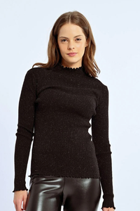 FANCY IRIDESCENT THREAD MOCK NECK SWEATER