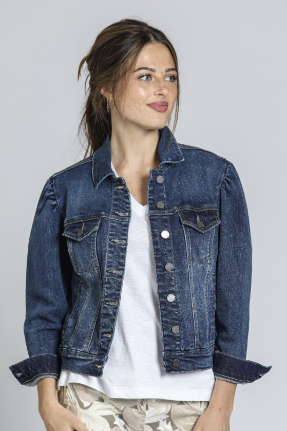 CUTE COMFORT STRETCH 3/4 SLEEVE DENIM JACKET