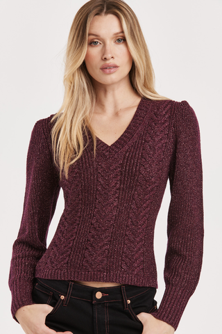 BEAUTIFUL SOFT LUREX SPARKLE KNIT V-NECK SWEATER