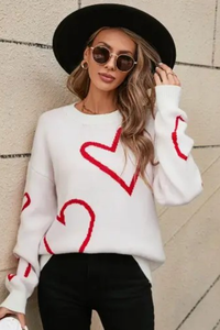 ALL OVER OPEN HEART KNIT SWEATER