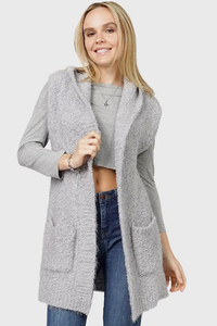 SOFT COZY LONG HOODED KNIT VEST