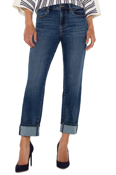 30 IN MARLEY GIRLFRIEND CUFFED DK DENIM JEAN