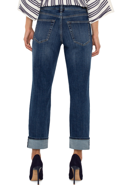 30 IN MARLEY GIRLFRIEND CUFFED DK DENIM JEAN