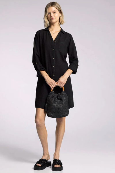 MINERAL WASHED BUTTON DOWN FATINA SHIRT DRESS