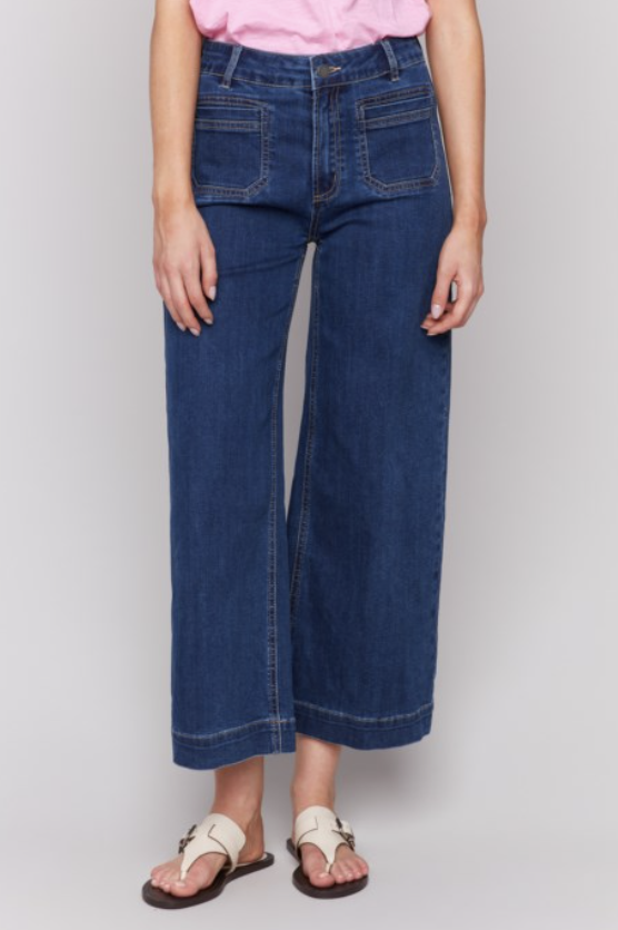 FRONT PATCH POCKET WIDE LEG DENIM