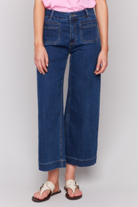 FRONT PATCH POCKET WIDE LEG DENIM