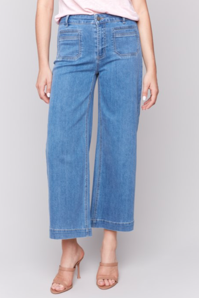 FRONT PATCH POCKET WIDE LEG DENIM