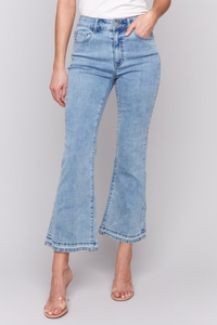 BLANKET STITCHED LT WASH STRAIGHT LEG DENIM