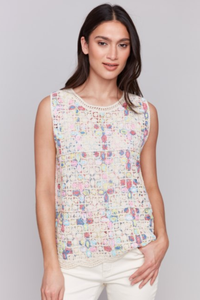 SWEET SLEEVELESS SOFT MULTI COLOR CROCHET TOP