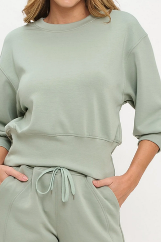 SUPER SOFT ATHLEISURE PULLOVER 3/4 SLEEVE SCUBA TOP