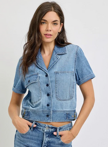 WASHED DENIM SHORT SLEEVE DENIM JACKET