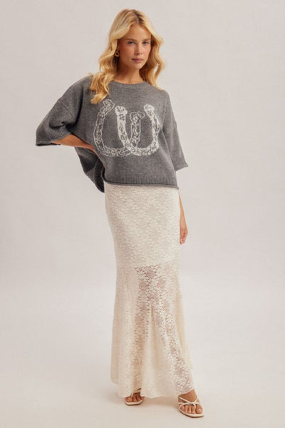 EVERYDAY CHARM HORSE SHOE JACQUARD SWEATER