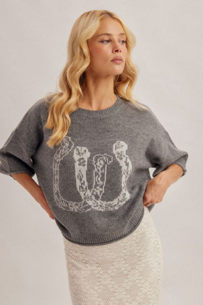 horseshoe jacquard sweater
western knit sweater women
cowgirl graphic sweater top
boho cropped knit sweater
Hem and Thread sweater
equestrian graphic sweater
grey cropped knit top
western style women's sweater
jacquard graphic crop sweater
casual knit sweater women's fashion
