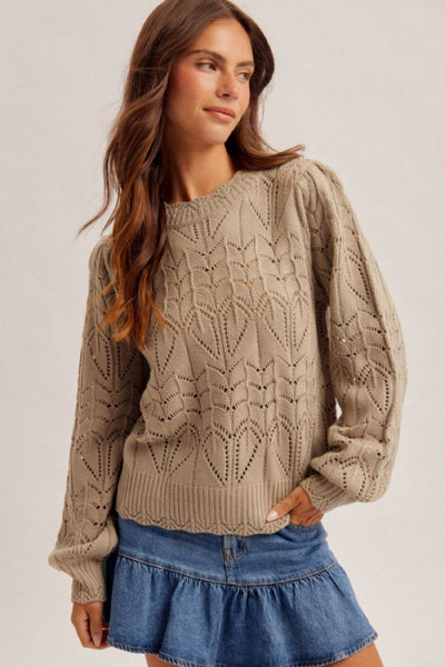 pointelle knit sweater women
scalloped edge sweater top
open weave knit sweater
balloon sleeve sweater women
Hem and Thread sweater
feminine knit sweater top
boho knit sweater
cottagecore sweater top
taupe pointelle sweater
lightweight knit sweater women's fashion