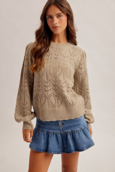 pointelle knit sweater women
scalloped edge sweater top
open weave knit sweater
balloon sleeve sweater women
Hem and Thread sweater
feminine knit sweater top
boho knit sweater
cottagecore sweater top
taupe pointelle sweater
lightweight knit sweater women's fashion