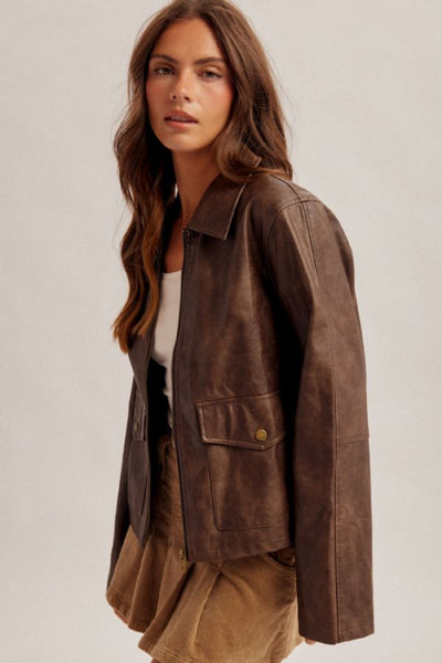 faux leather utility jacket women
distressed brown leather jacket women
vegan leather zip front jacket
collared faux leather jacket
Hem and Thread leather jacket
oversized faux leather jacket women
cargo pocket leather jacket
brown utility jacket women
vintage washed faux leather jacket
women's zip up leather jacket fall