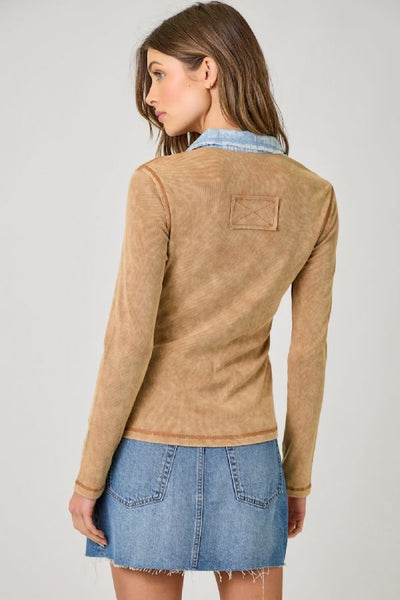 VINTAGE INSPIRED WASHED THERMAL BUTTON DOWN TOPS