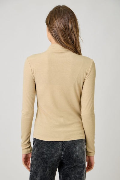 SOFT, EASY ELEGANT KNIT MOCK NECK LONG SLEEVE TOP