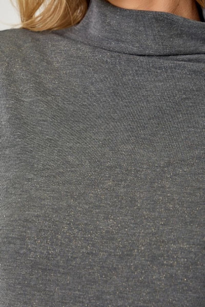 SOFT, EASY ELEGANT KNIT MOCK NECK LONG SLEEVE TOP