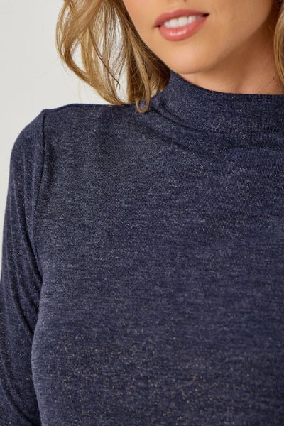 SOFT, EASY ELEGANT KNIT MOCK NECK LONG SLEEVE TOP