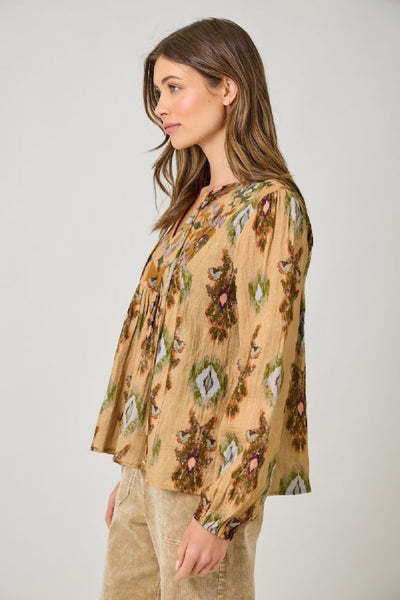 SOFT AND CHARMING EMBROIDERY YOKE PEASANT TOP