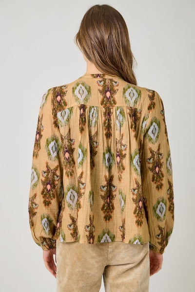 SOFT AND CHARMING EMBROIDERY YOKE PEASANT TOP