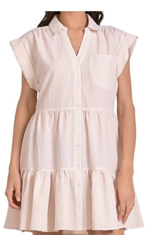 FLIRTY AND FUN SEERSUCKER SHIRT DRESS