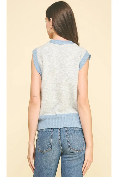 STYLISH AND CHIC COLOR BLOCK BUTTON DOWN SWEATER VEST