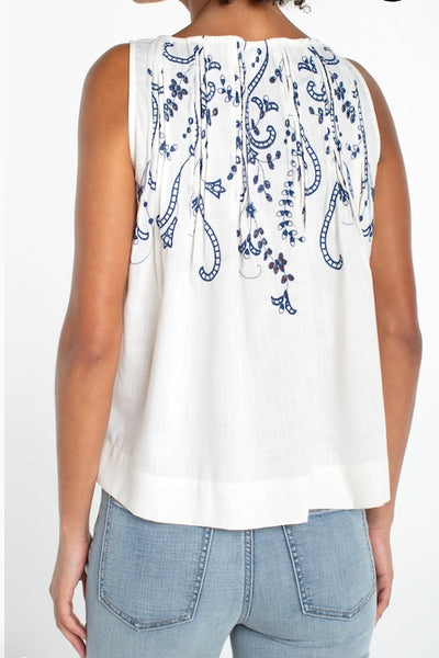CASUAL-CHIC LIVERPOOL SLEEVELESS BOATNECK WOVEN TOP